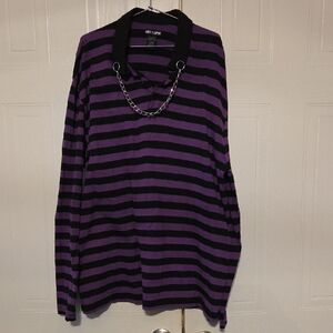 Hot Topic Black & Purple Striped Tee